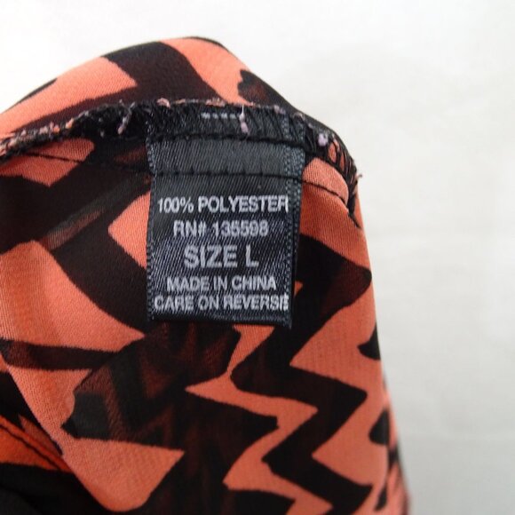 Wishful Park Sleeveless Chevron Sheer Tie Front Button up Top Women Size L Black - Picture 7 of 10